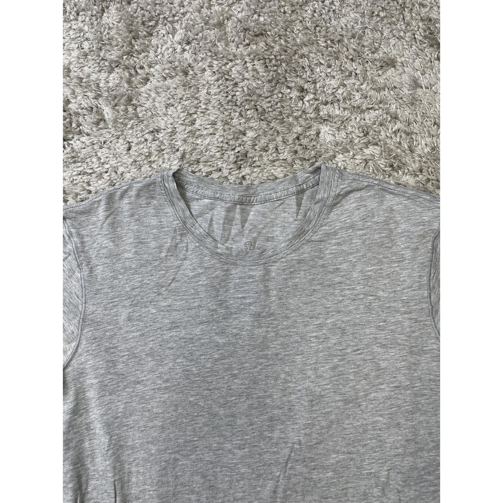 Lululemon Shirt Womens Medium Gray Peplum Ruffle Hem Short Sleeve Crewneck Top - Picture 5 of 10